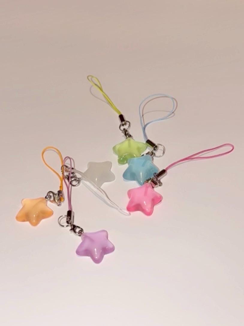 Glow In The Dark Star Phone Charm | Glowing Phone Charm Bead | Beaded Phone Accessory | Glow Charm Phone Strap | Cell Phone Decoration