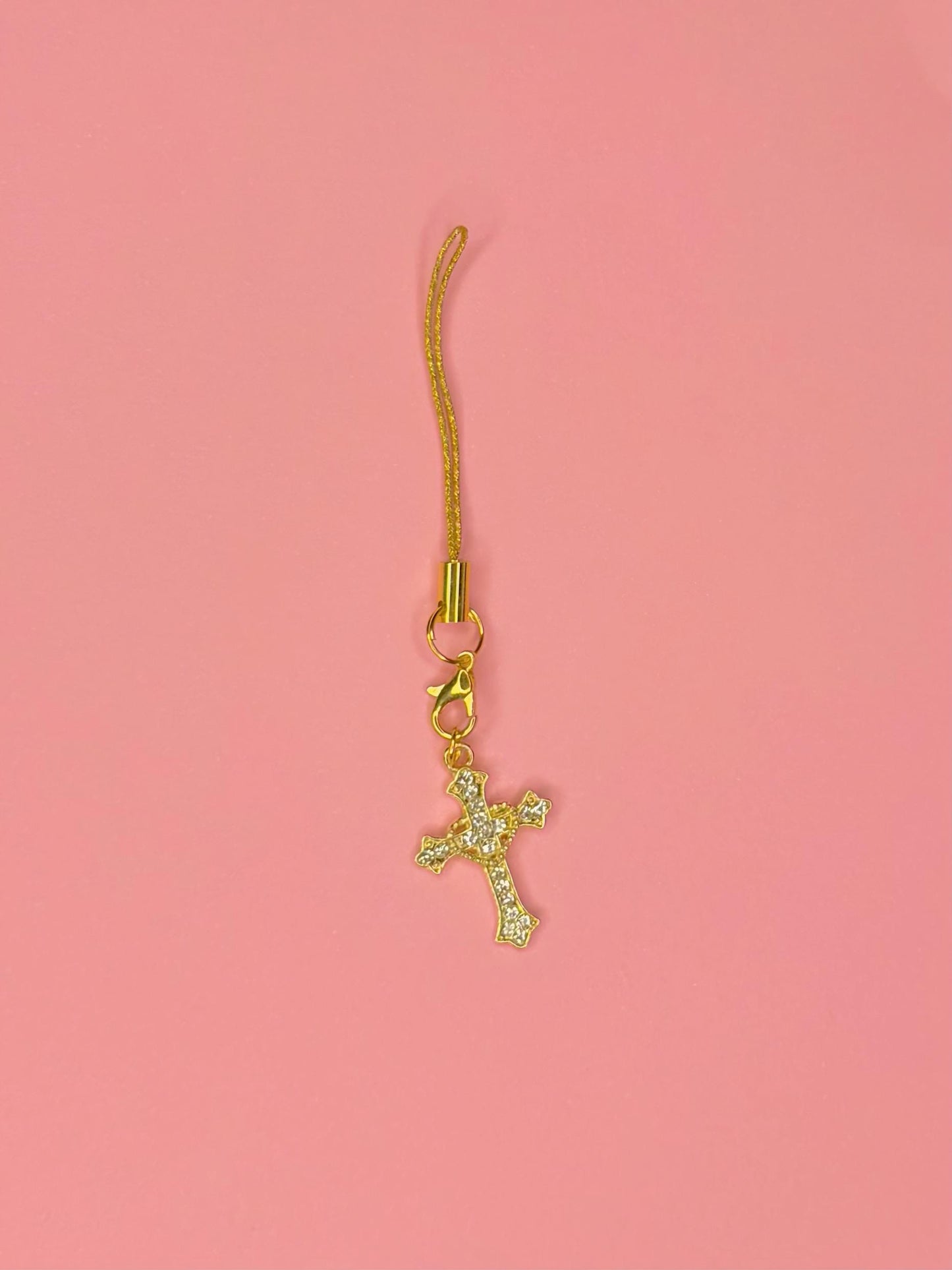 Gold Cross Phone Charm, Phone Strap, Phone Accessory