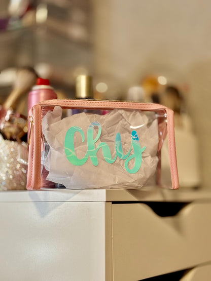 Custom Personalized Cosmetic Bag, Name Makeup Pouch, Monogram Bag, Bridesmaid Gift, Team Gift, Travel Accessory