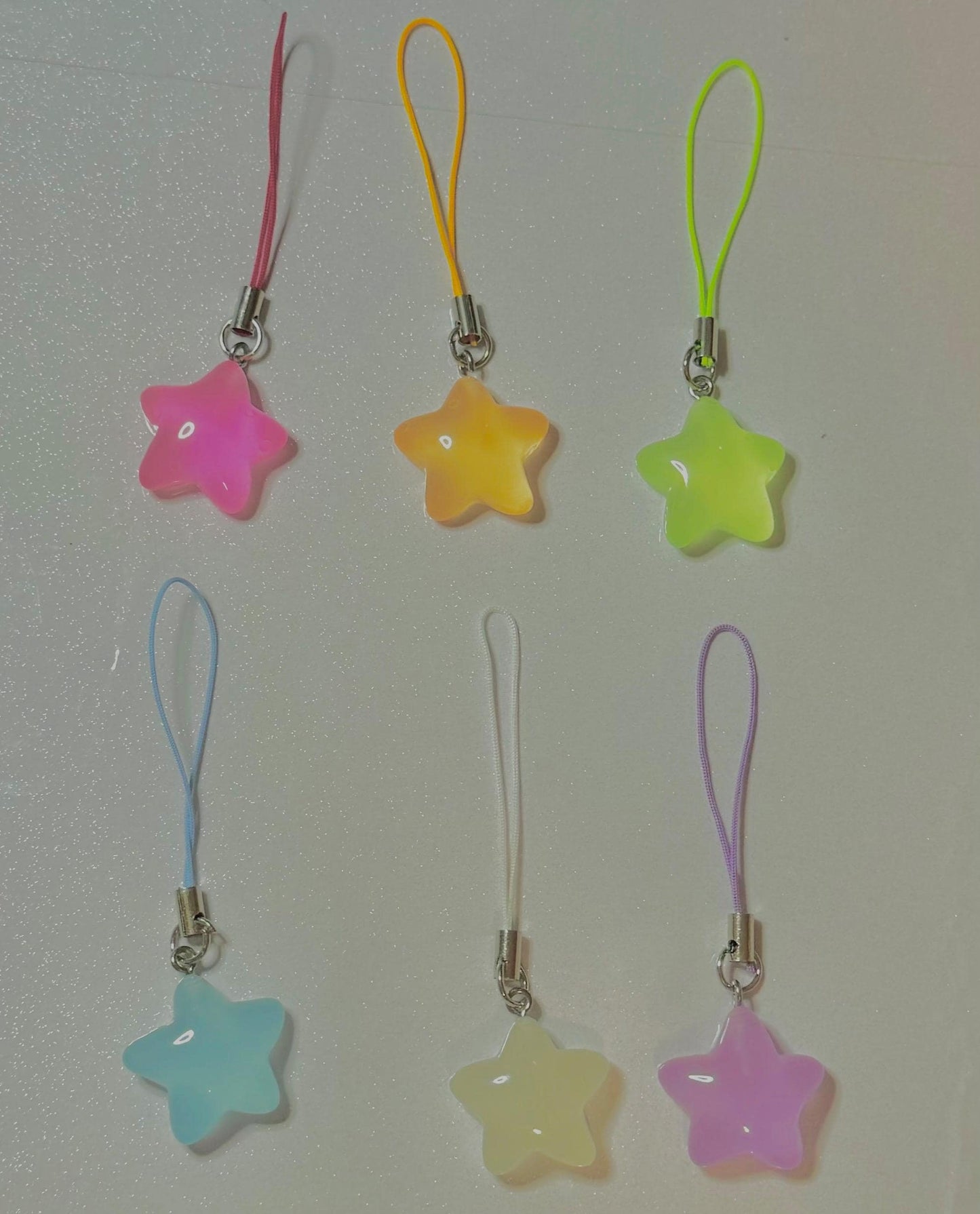 Glow In The Dark Star Phone Charm | Glowing Phone Charm Bead | Beaded Phone Accessory | Glow Charm Phone Strap | Cell Phone Decoration