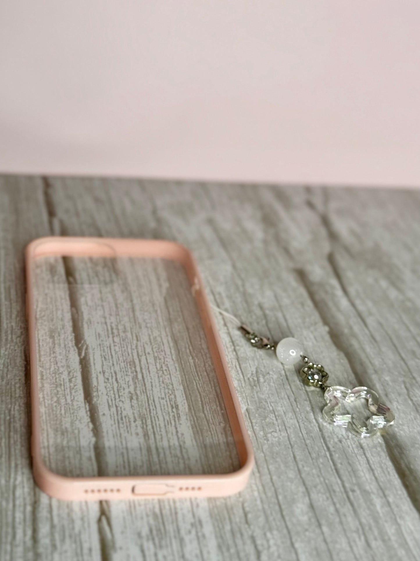 Cats Eye Flower Phone Charm, Handmade Beaded Phone Dangle