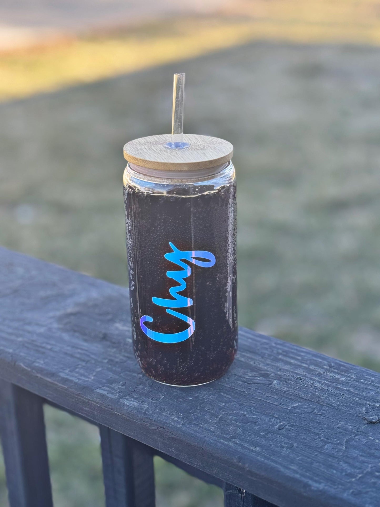 Personalized Glass Can Cup with Lid & Straw | Bridesmaid Gift