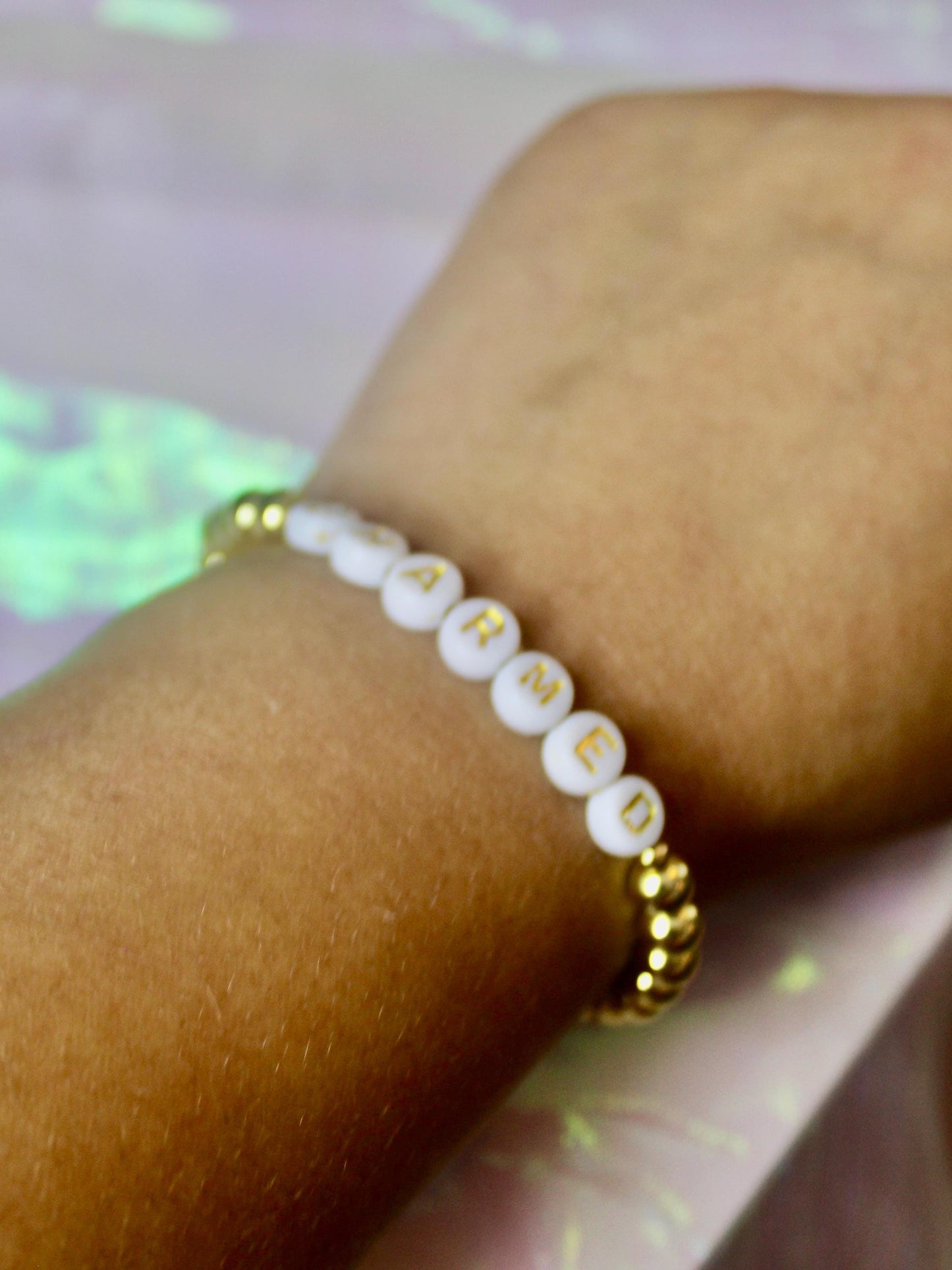 Personalized 14k Gold-Plated Beaded Name Bracelet