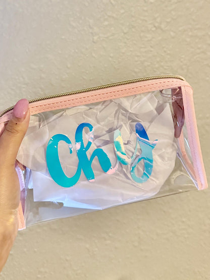 Custom Personalized Cosmetic Bag, Name Makeup Pouch, Monogram Bag, Bridesmaid Gift, Team Gift, Travel Accessory