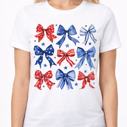 Coquette American Bow Tee | Red White & Blue Bow Graphic Shirt