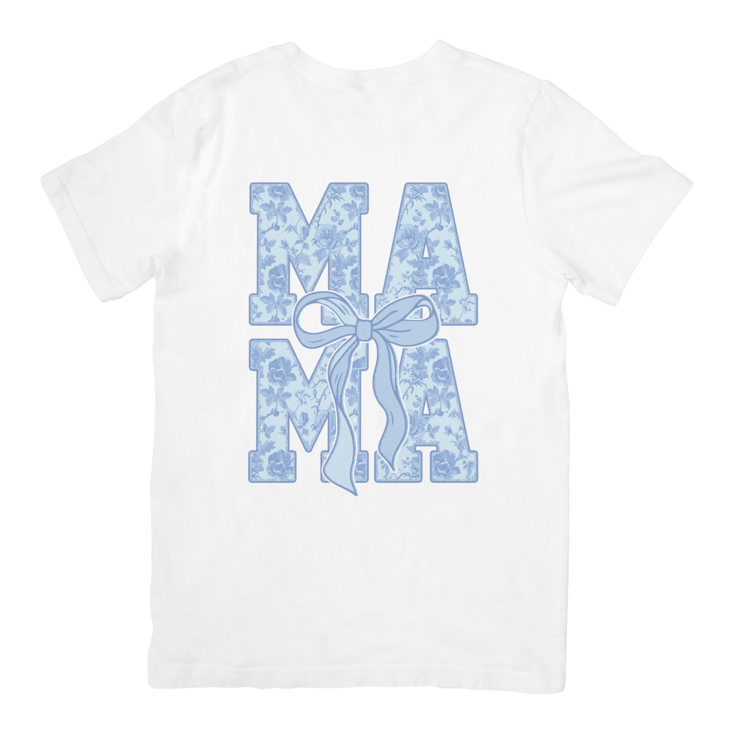 Floral Mama Bow Graphic Tee | Vintage Blue Mama Shirt
