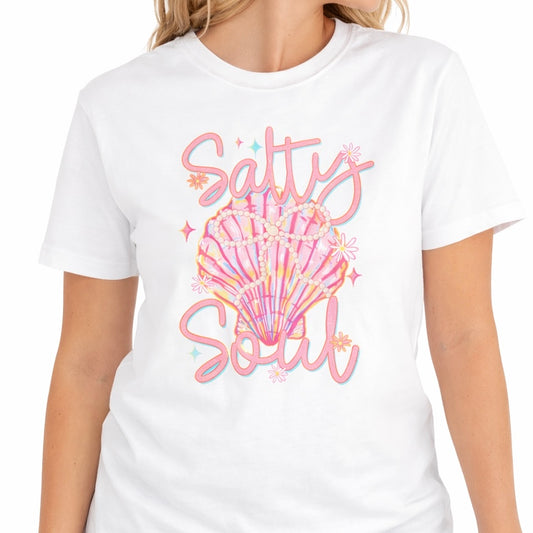 Salty Soul Seashell Graphic Tee | Coastal Beach Aesthetic Shirt