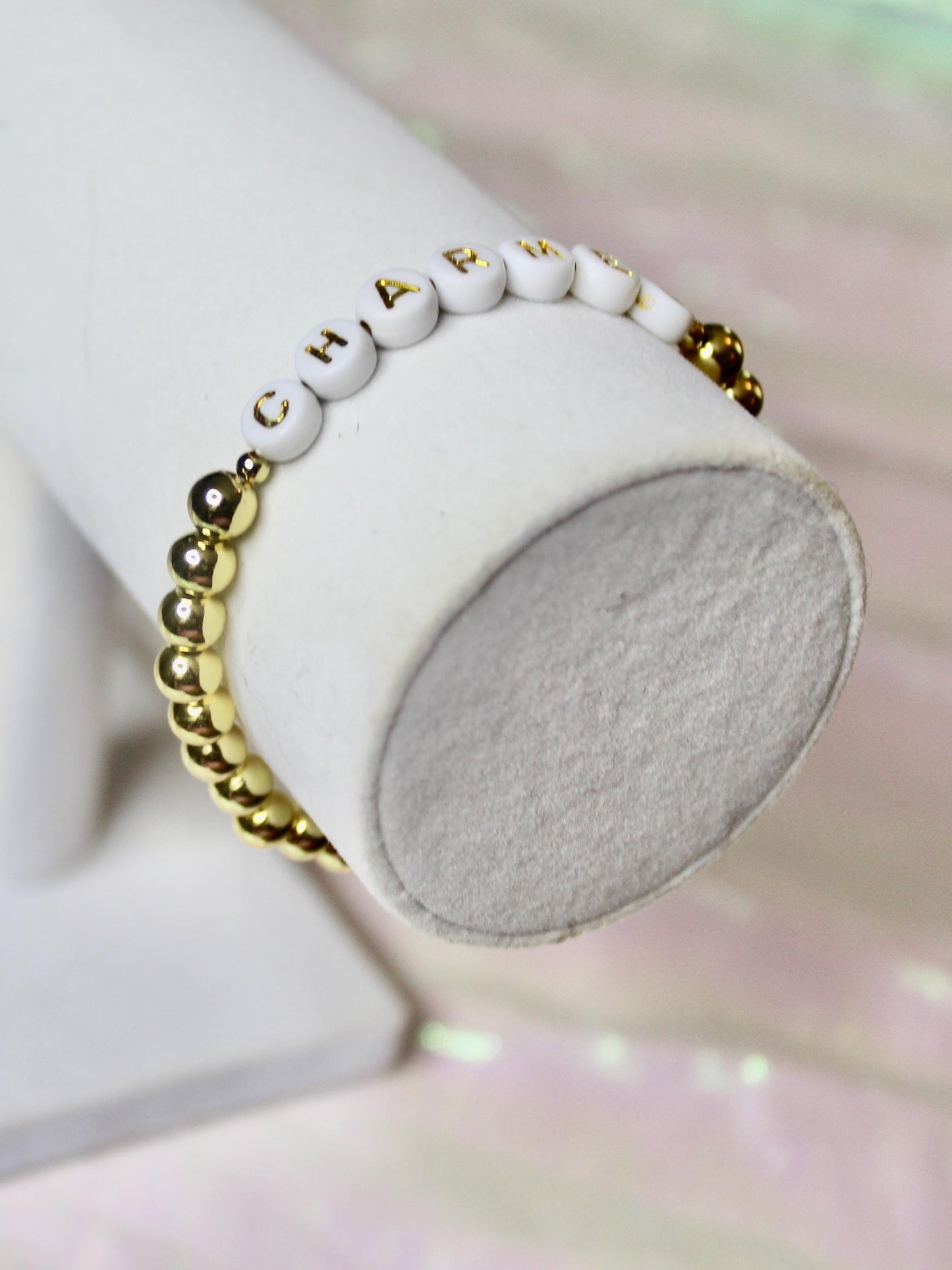 Personalized 14k Gold-Plated Beaded Name Bracelet