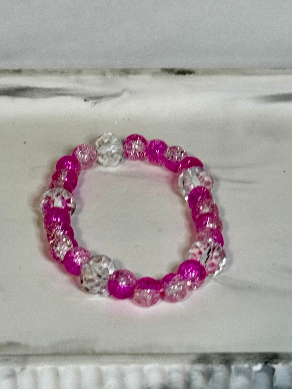 Crystal and Pink Glass Bead Bracelet, Beaded Jewelry, Gift for Her